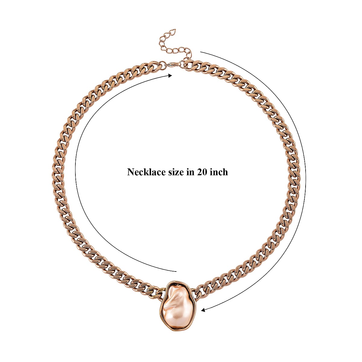 Peach Shell Pearl Necklace in ION Plated RG Stainless Steel 20-22 Inches  image number 6