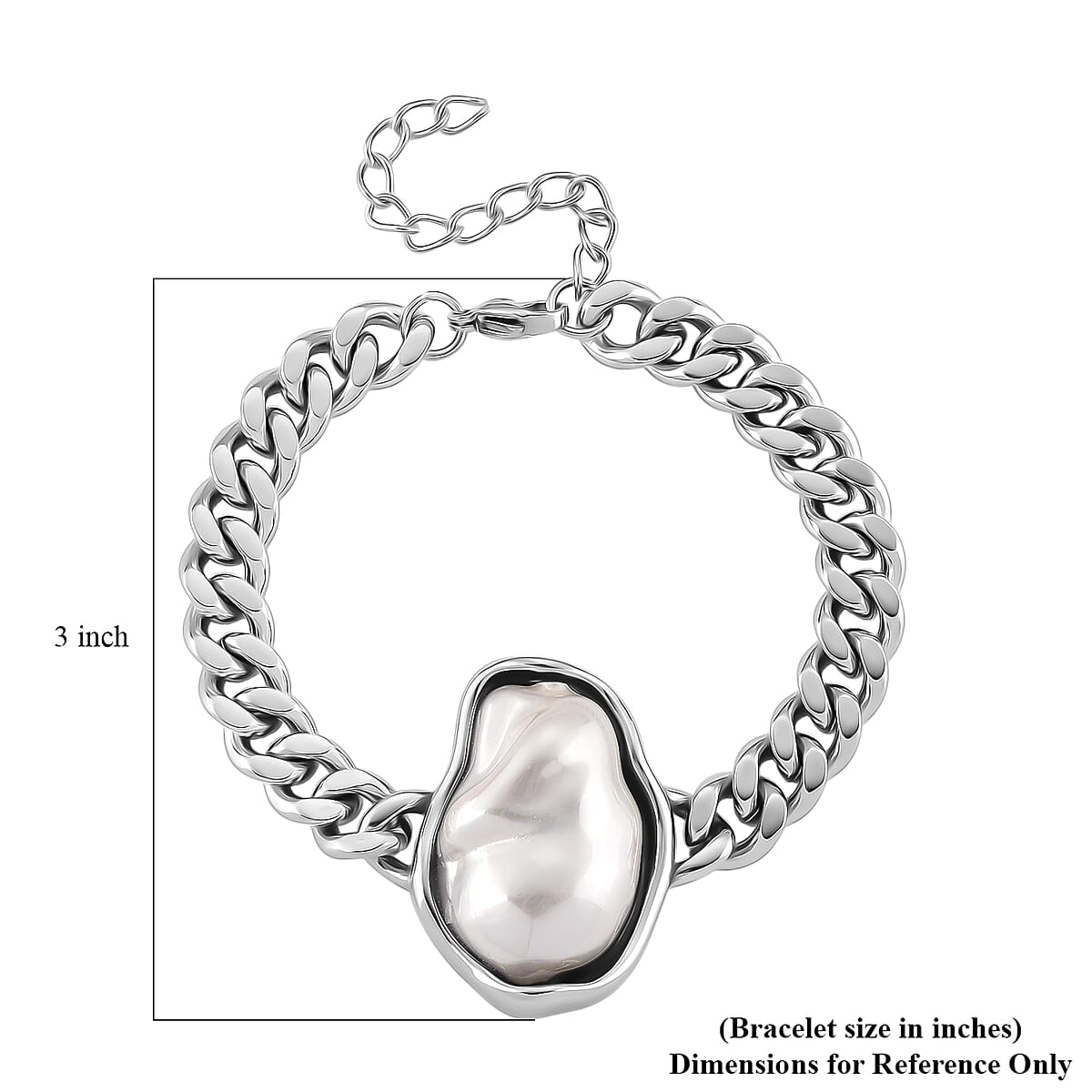 White Shell Pearl Bracelet in Stainless Steel (7.50-9.50In) image number 5