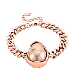 Peach Shell Pearl Bracelet in ION Plated RG Stainless Steel (7.50-9.50In)