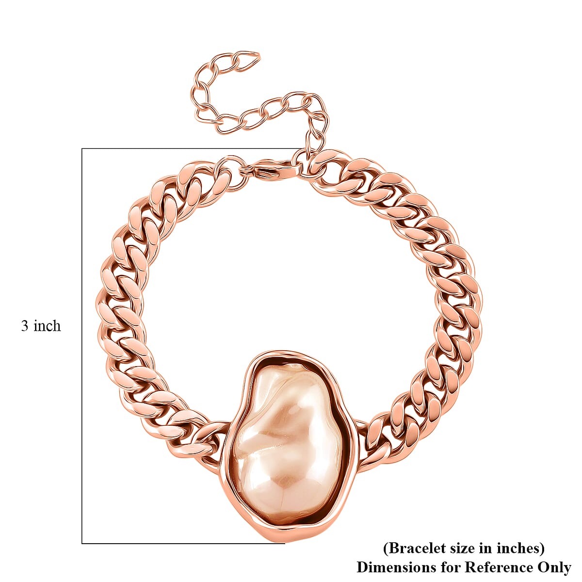 Peach Shell Pearl Bracelet in ION Plated RG Stainless Steel (7.50-9.50In) image number 5