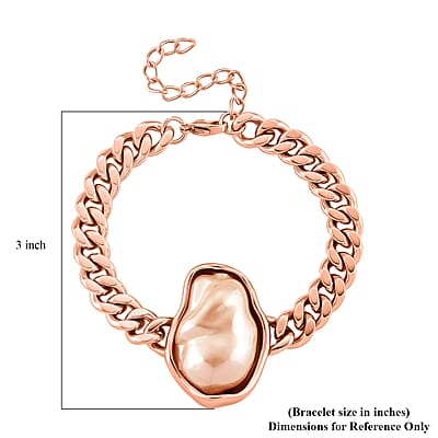 Peach Shell Pearl Bracelet in ION Plated RG Stainless Steel (7.50-9.50In)