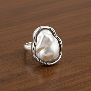 One Time Only White Shell Pearl Ring in Stainless Steel (Size 10.0)