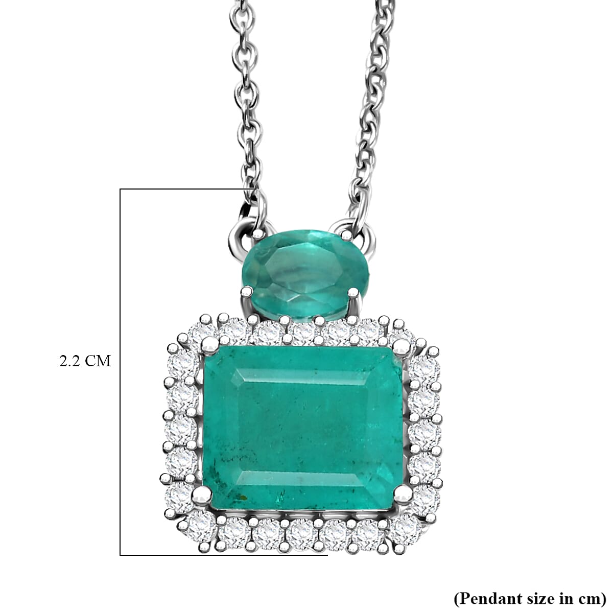 D'Joy Emeraldine Quartz (Triplet) and White Zircon 7.00 ctw Necklace in Platinum Over Sterling Silver 20 Inches