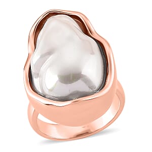 Peach Shell Pearl Ring in ION Plated RG Stainless Steel (Size 10.0)