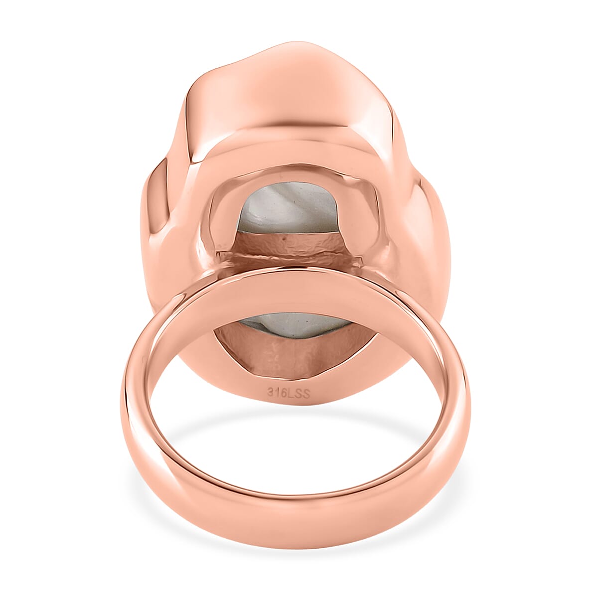 Peach Shell Pearl Ring in ION Plated RG Stainless Steel (Size 10.0) image number 4