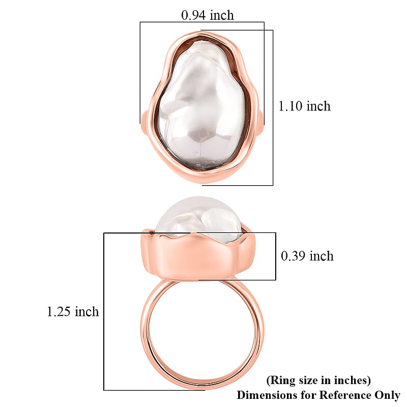 Peach Shell Pearl Ring in ION Plated RG Stainless Steel (Size 8.0)