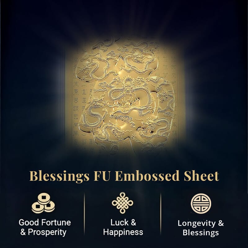 24K Yellow Golden Blessings FU Emboss Sheet (100mg)