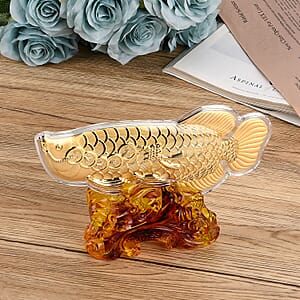Doorbuster Holiday Gift Collection 24K Yellow Golden Fortune Fish with Pedestal 100mg