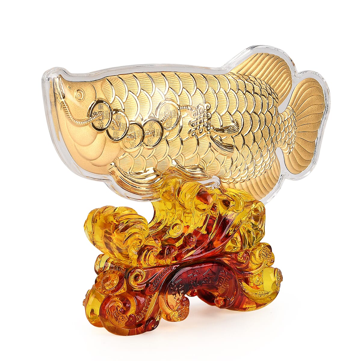 Doorbuster Holiday Gift Collection 24K Yellow Golden Fortune Fish with Pedestal 100mg image number 2