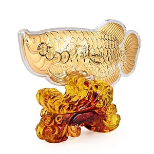 Doorbuster Holiday Gift Collection 24K Yellow Golden Fortune Fish with Pedestal 100mg