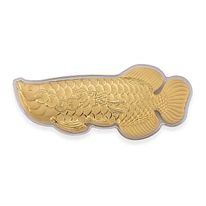 Doorbuster Holiday Gift Collection 24K Yellow Golden Fortune Fish with Pedestal 100mg