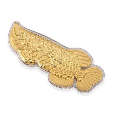  Holiday Gift Collection 24K Yellow Golden Fortune Fish with Pedestal 100mg