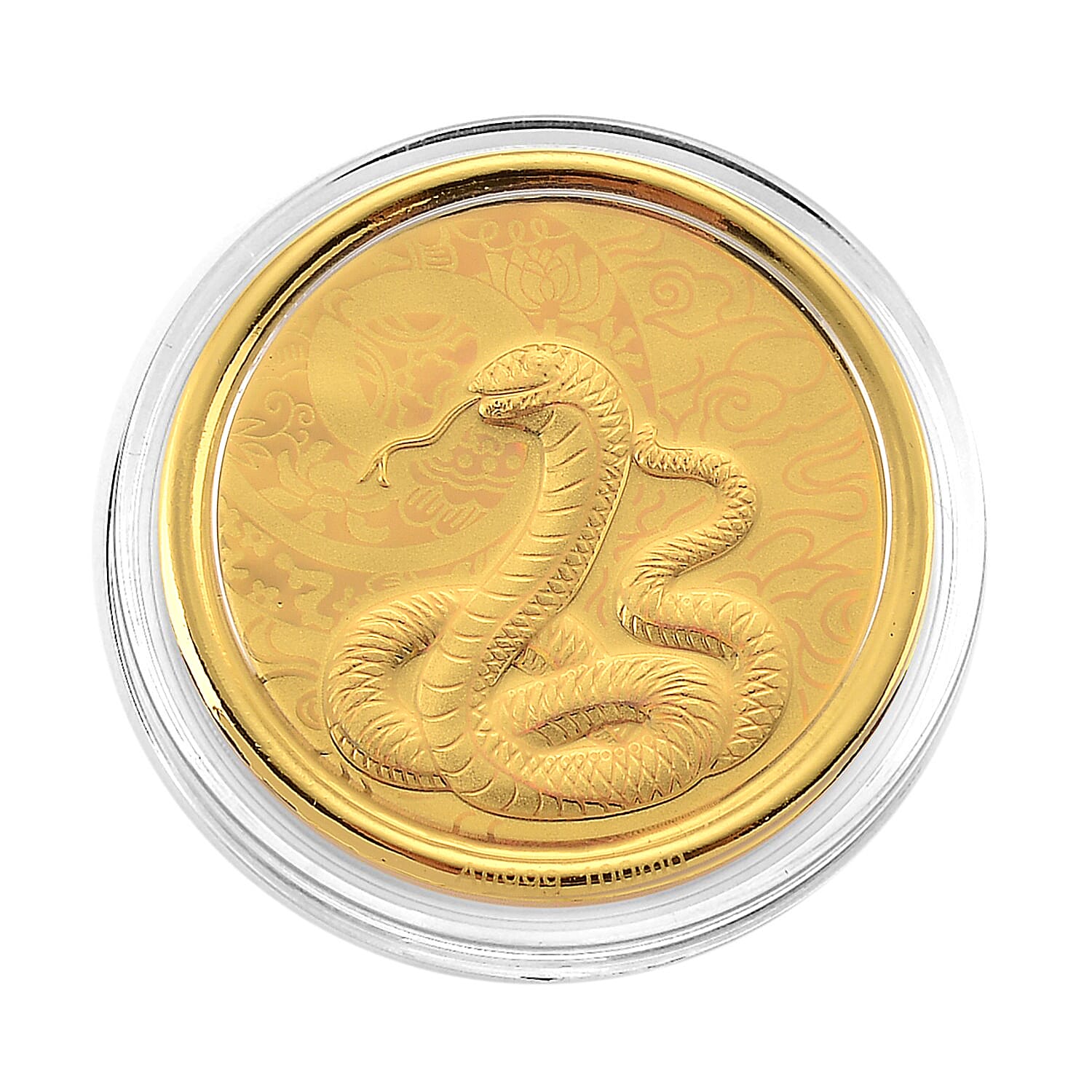 24K Yellow Golden Serpent Spirit Zodiac Coin Bar with Rainbow Line 100mg