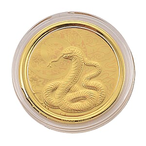 Ankur Treasure Chest Doorbuster 24K Yellow Golden Serpent Spirit Zodiac Coin Bar with Rainbow Line 100mg