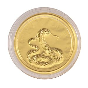 Doorbuster 24K Yellow Golden Serpent Spirit Zodiac Coin Bar with Rainbow Line 100mg