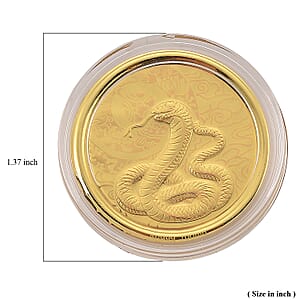 Doorbuster 24K Yellow Golden Serpent Spirit Zodiac Coin Bar with Rainbow Line 100mg