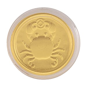 Doorbuster 24K Yellow Golden Fortune Crab Zodiac Coin Bar with Rainbow Line 100mg