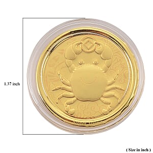Doorbuster 24K Yellow Golden Fortune Crab Zodiac Coin Bar with Rainbow Line 100mg