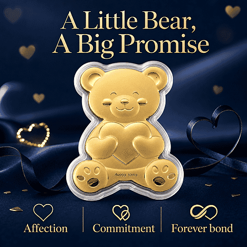 24K Golden Forever Love Teddy Embossed sheet 10mg - Product card gallery slide 3 (10178347467065)