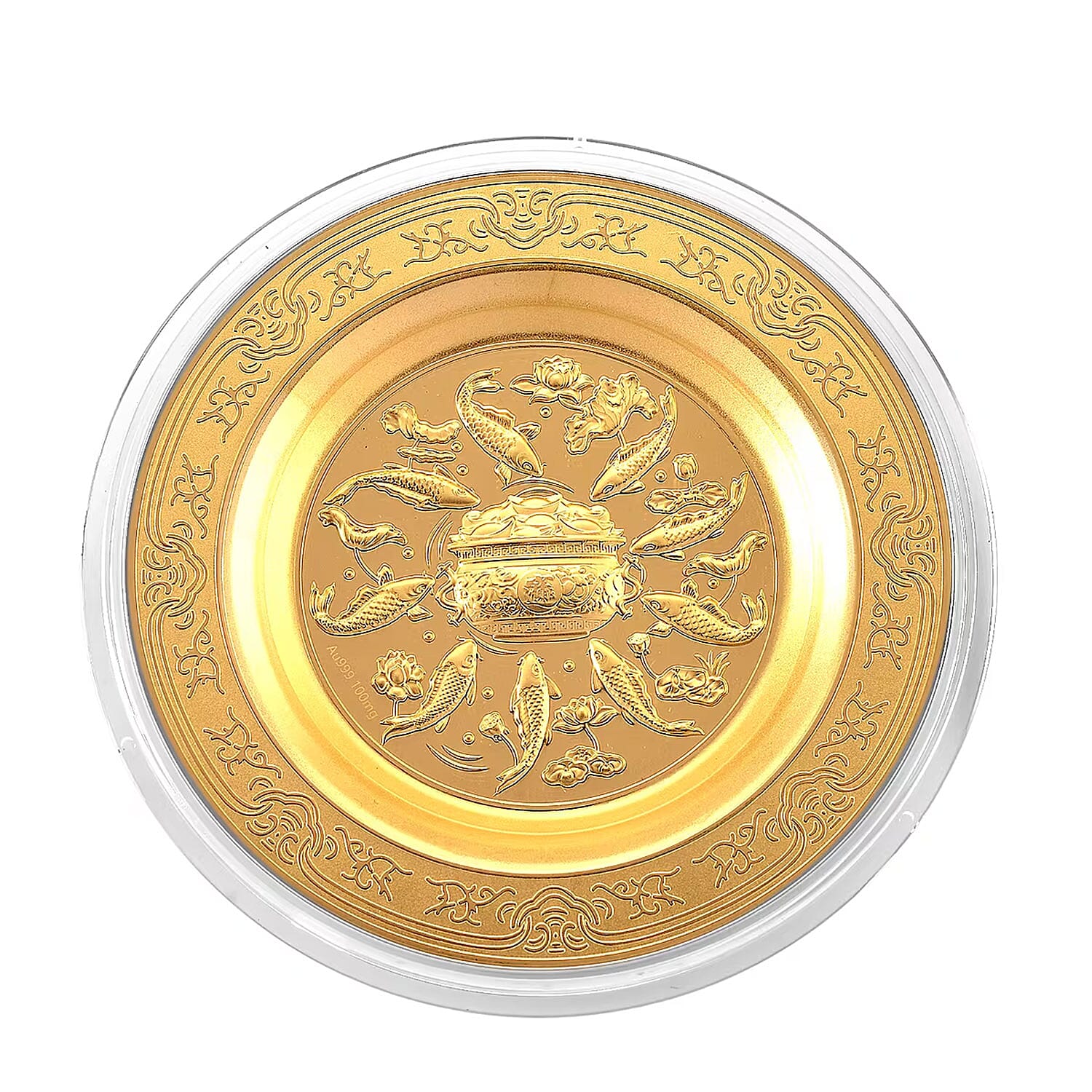 24K Golden Flow of Prosperity Embossed Coin Sheet • 100 mg