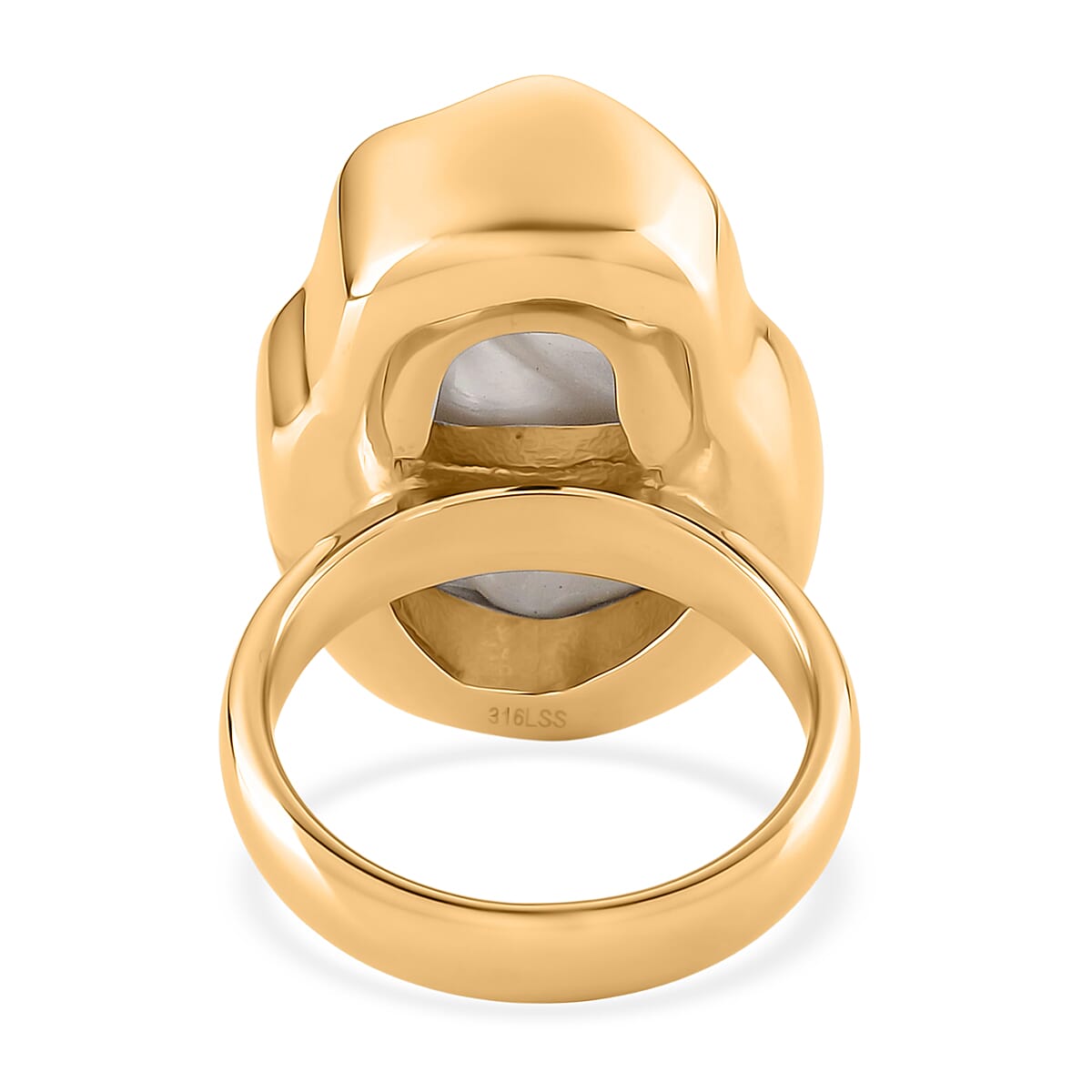 Golden Shell Pearl Ring in ION Plated YG Stainless Steel (Size 7.0)