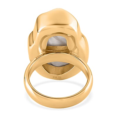Golden Shell Pearl Ring in ION Plated YG Stainless Steel (Size 7.0)