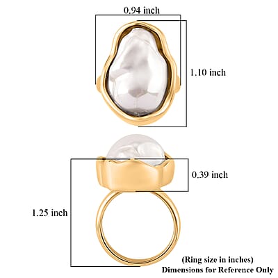 Golden Shell Pearl Ring in ION Plated YG Stainless Steel (Size 7.0)