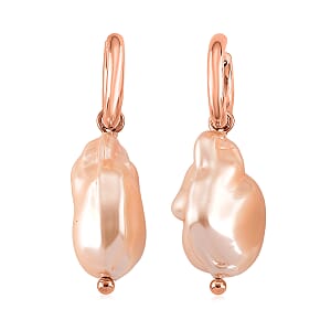 Peach Shell Pearl Earrings in ION Plated RG Stainless Steel