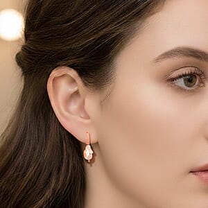 Peach Shell Pearl Earrings in ION Plated RG Stainless Steel