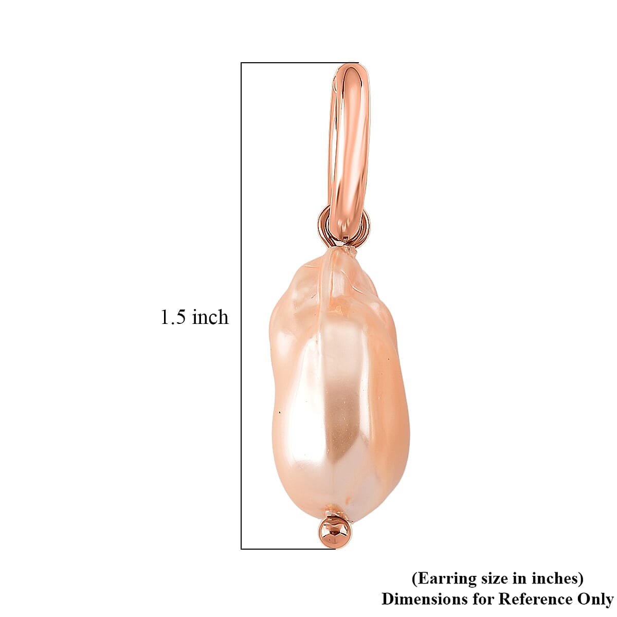 Peach Shell Pearl Earrings in ION Plated RG Stainless Steel image number 4