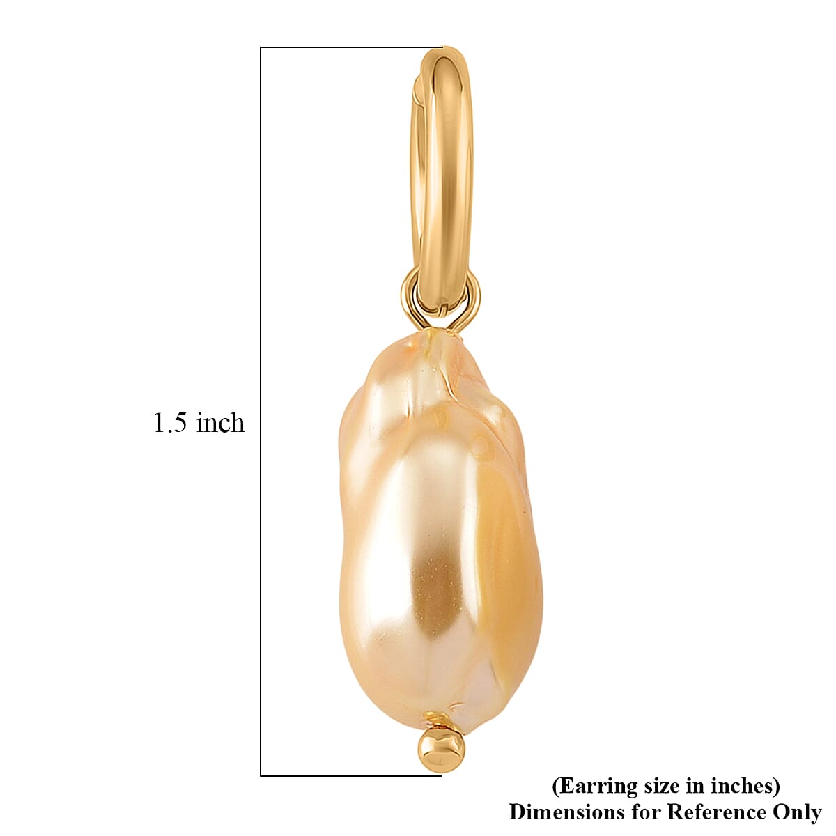 Golden Shell Pearl Earrings in ION Plated YG Stainless Steel image number 4