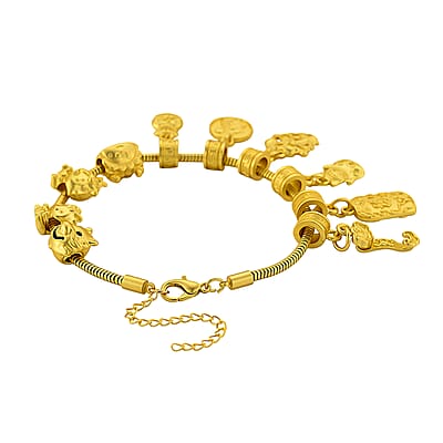 10 Chinese Symbol Charms Bracelet in Goldtone With Extender Chain (7.5-9.5 Inches)