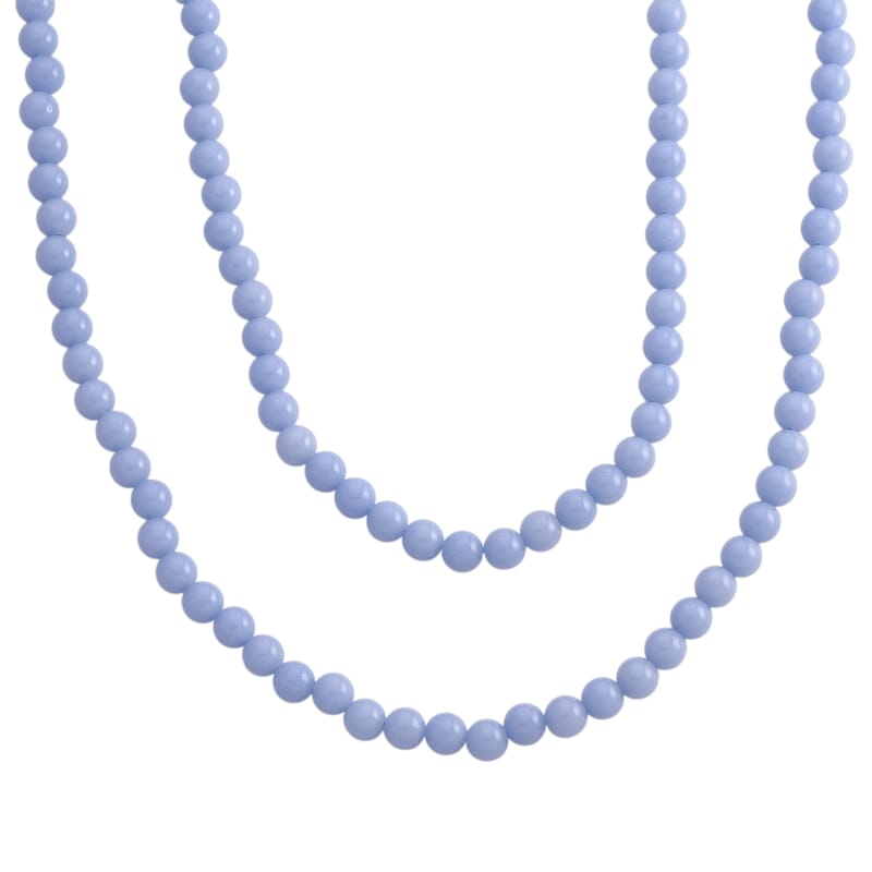 Blue Glow in Dark Beaded Necklace in Stainless Steel 340.00 ctw (34 Inches)