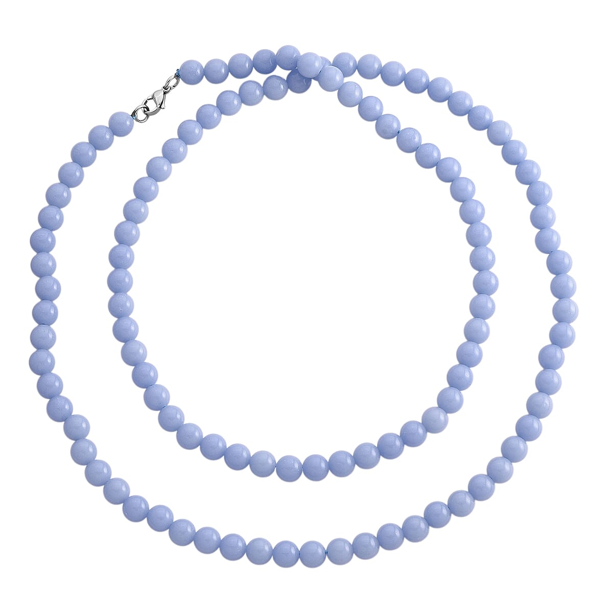 Blue Glow in Dark Beaded Necklace in Stainless Steel 340.00 ctw (34 Inches) image number 4