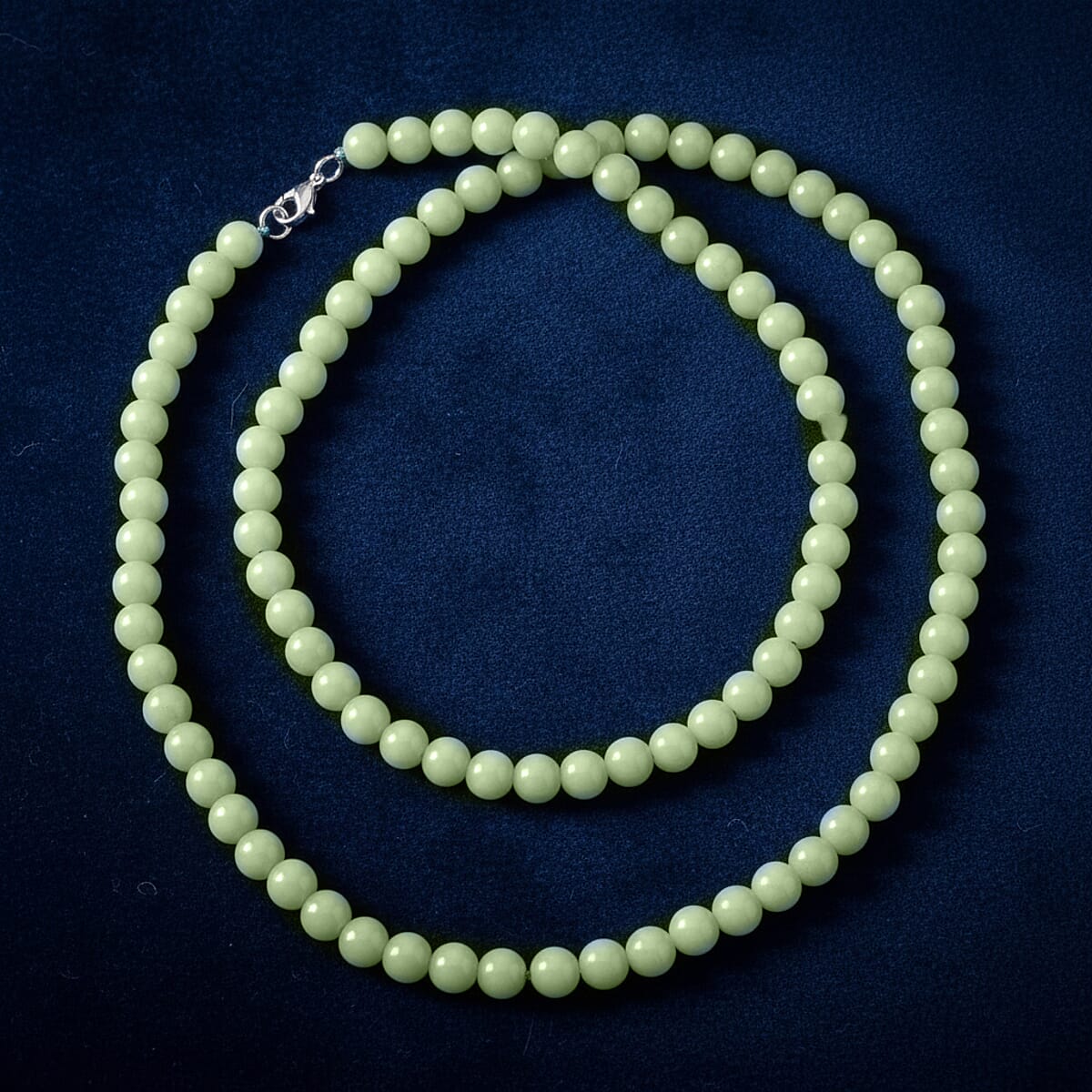 Green Glow in Dark Beaded Necklace in Stainless Steel 340.00 ctw (34 Inches) image number 1