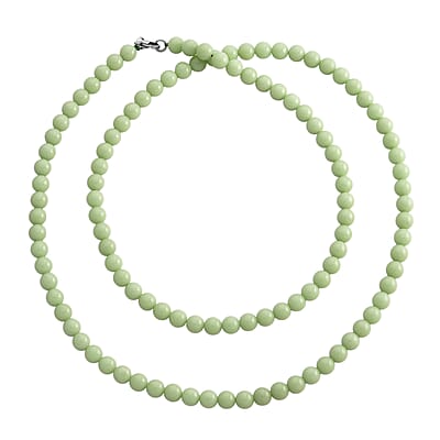Green Glow in Dark Beaded Necklace in Stainless Steel 340.00 ctw (34 Inches)