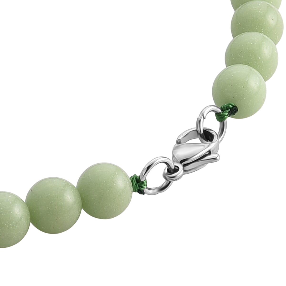 Green Glow in Dark Beaded Necklace in Stainless Steel 340.00 ctw (34 Inches) image number 6