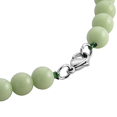 Green Glow in Dark Beaded Necklace in Stainless Steel 340.00 ctw (34 Inches)