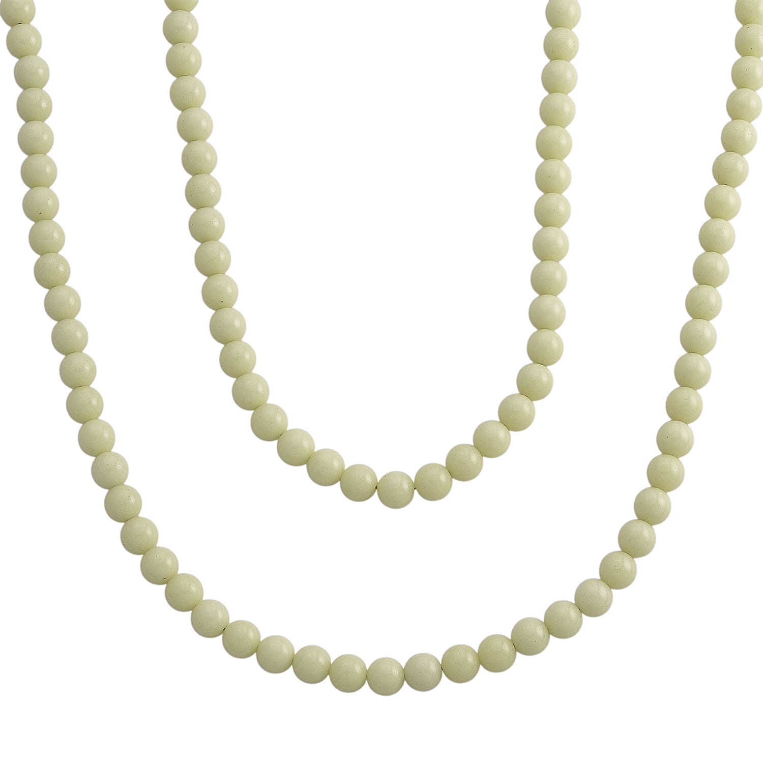 Blue Glow in Dark Beaded Necklace in Stainless Steel 340.00 ctw (34 Inches)