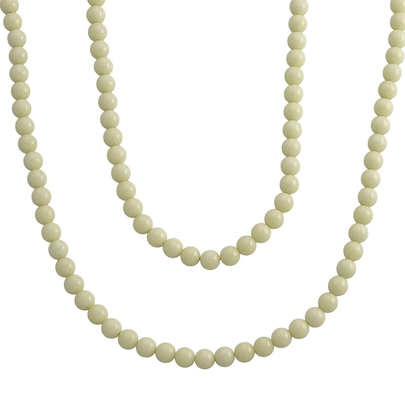 Yellow Glow in Dark Beaded Necklace in Stainless Steel 340.00 ctw (34 Inches)
