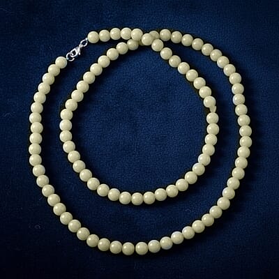 Yellow Glow in Dark Beaded Necklace in Stainless Steel 340.00 ctw (34 Inches)