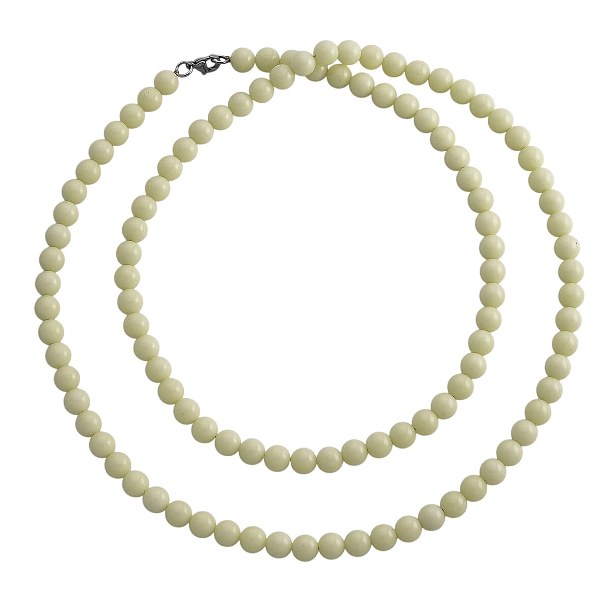 Yellow Glow in Dark Beaded Necklace in Stainless Steel 340.00 ctw (34 Inches) image number 4