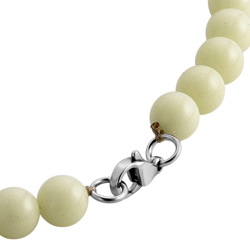 Yellow Glow in Dark Beaded Necklace in Stainless Steel 340.00 ctw (34 Inches)