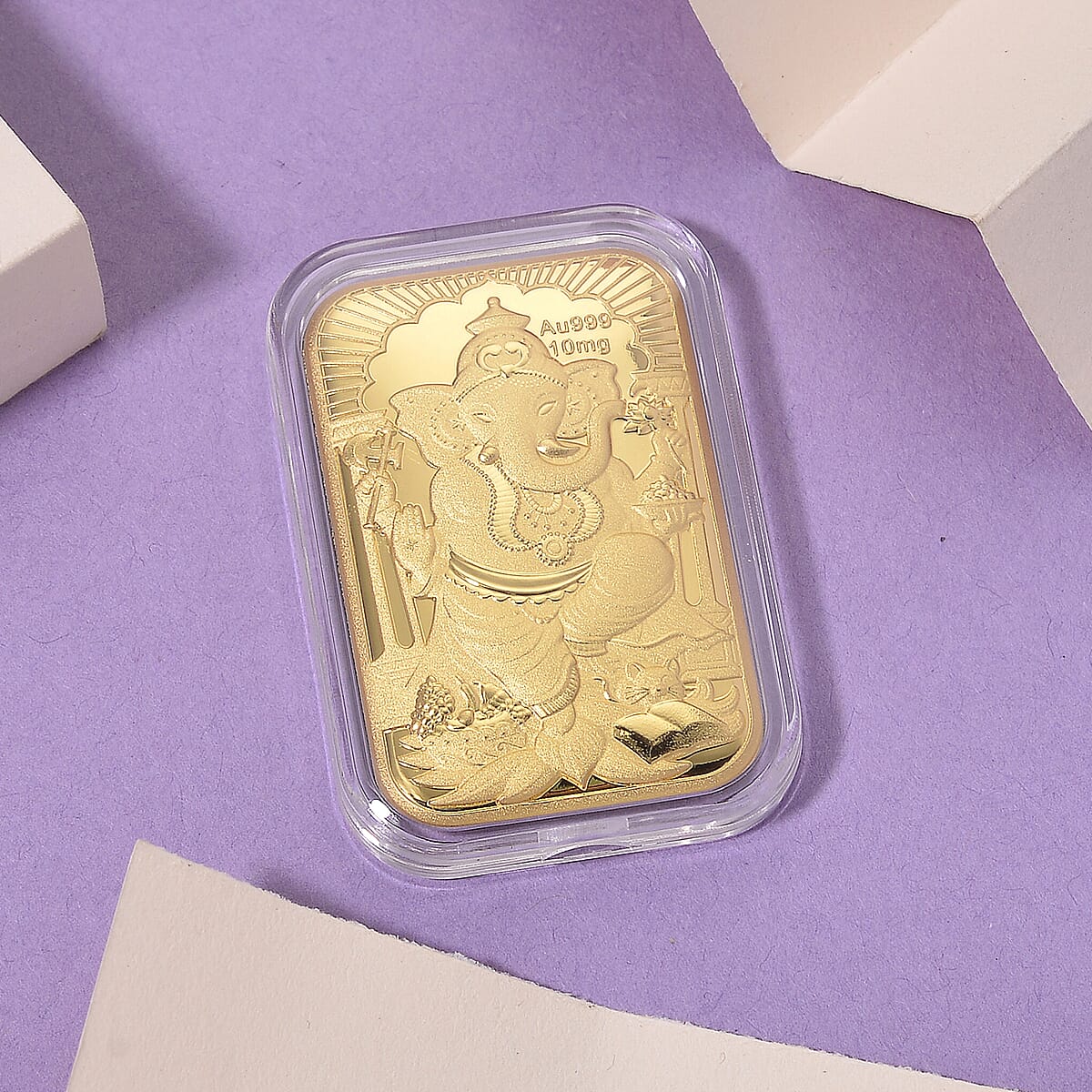 24K Golden Lord Ganesh Emboss Sheet (31x45.5mm) 10mg image number 1