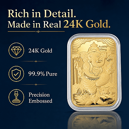 24K Golden Lord Ganesh Emboss Sheet (31x45.5mm) 10mg - Product card gallery slide 2 (10178347860281)