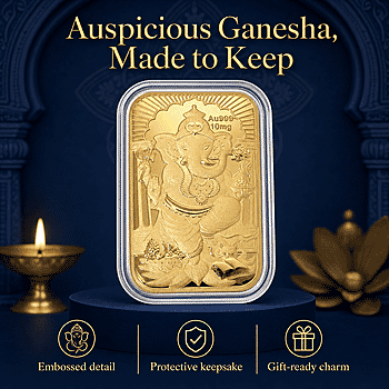 24K Golden Lord Ganesh Emboss Sheet (31x45.5mm) 10mg - Product card gallery slide 3 (10178347860281)