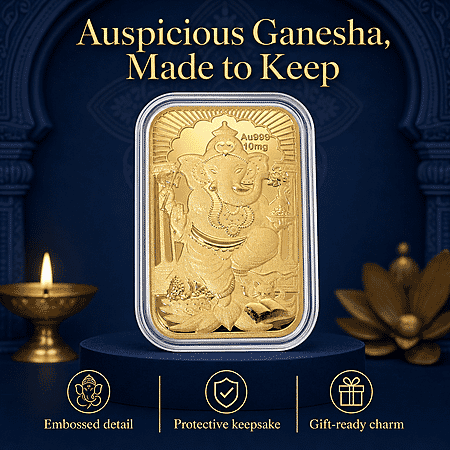 24K Golden Lord Ganesh Emboss Sheet (31x45.5mm) 10mg - Product card gallery slide 3 (10178347860281)