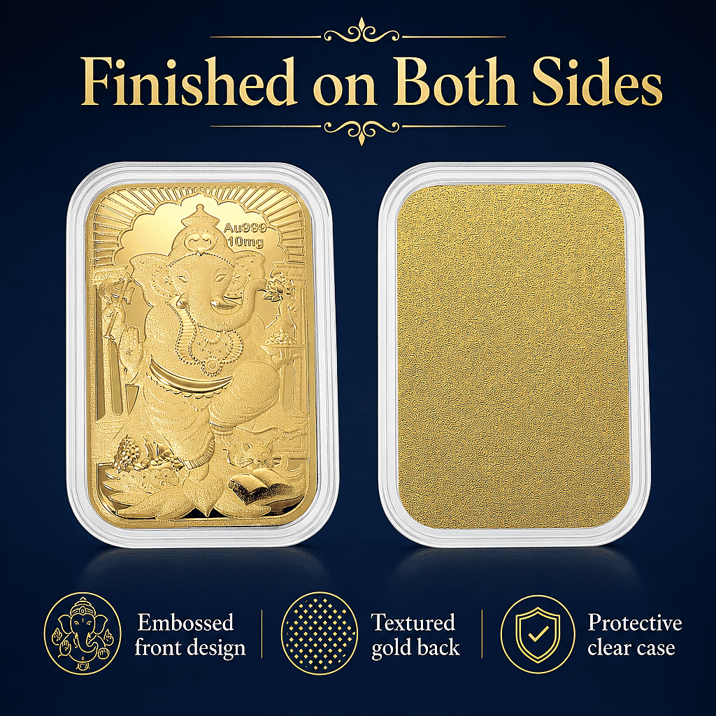 24K Golden Lord Ganesh Emboss Sheet (31x45.5mm) 10mg