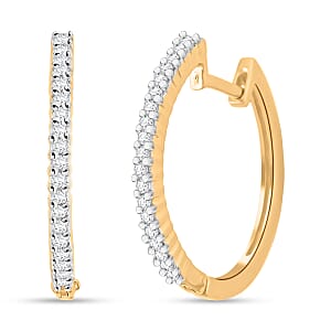 Diamond I2-I3 0.25 ctw Earrings in 14K Yellow Gold Over Sterling Silver 