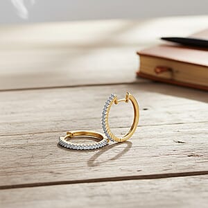 Diamond I2-I3 0.25 ctw Earrings in 14K Yellow Gold Over Sterling Silver 